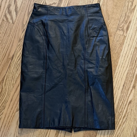 Byrne & Baker Dresses & Skirts - Byrne & Baker Black Leather Pencil Skirt 10 Vintage 90s Office Siren Grunge Goth